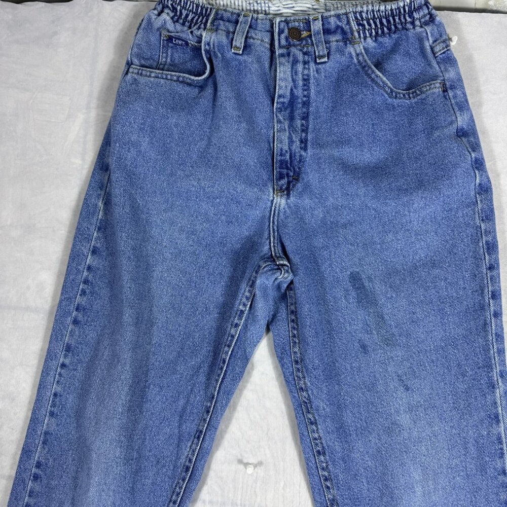 Lee Women's Mom Jeans Blue Denim Elastic Waist High Waisted 5-Pocket 6 Medium‎ - Picture 3 of 16